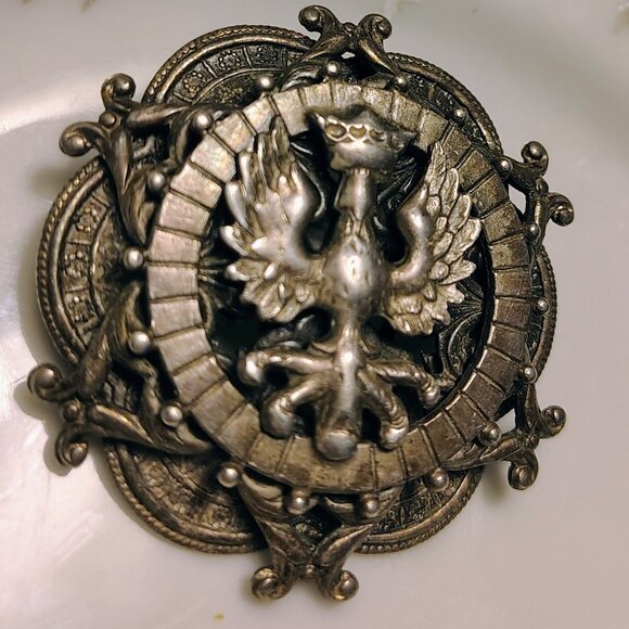 Antique WWI MILITARY IMPERIAL ROYAL RUSSIAN RARE CROWN EAGLE Brooch Pin - Picture 3 of 5